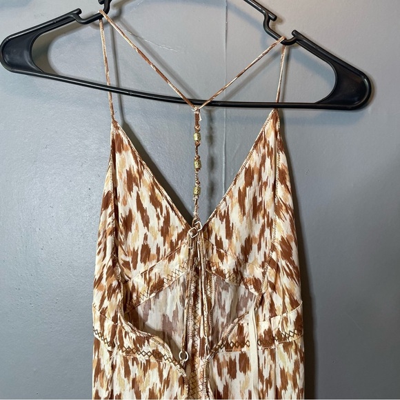 AERIE FRONT SLIT MAXI DRESS open back size small color: horizon - Picture 9 of 11